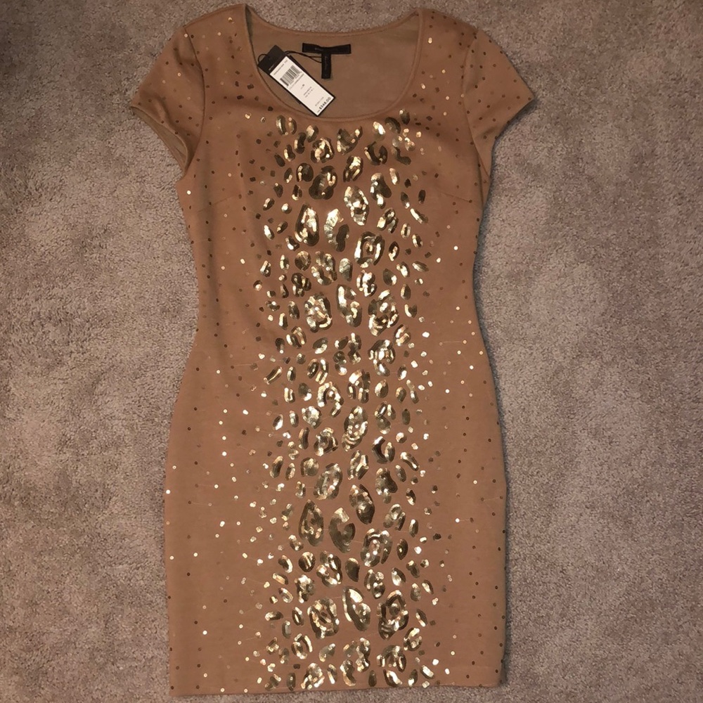 Medium BCBGMAXAZRIA tan animal print sequin dress